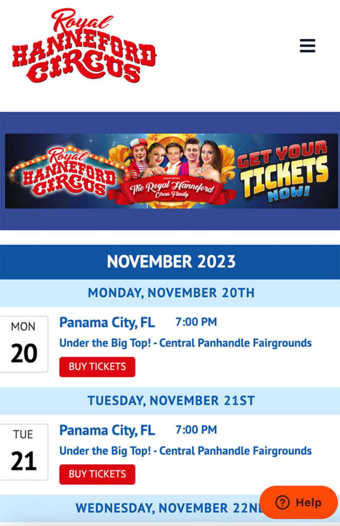 Circus Website Designs