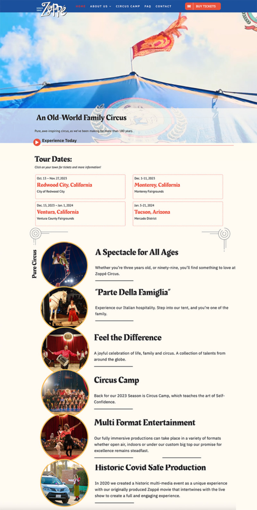 Circus Website Designs