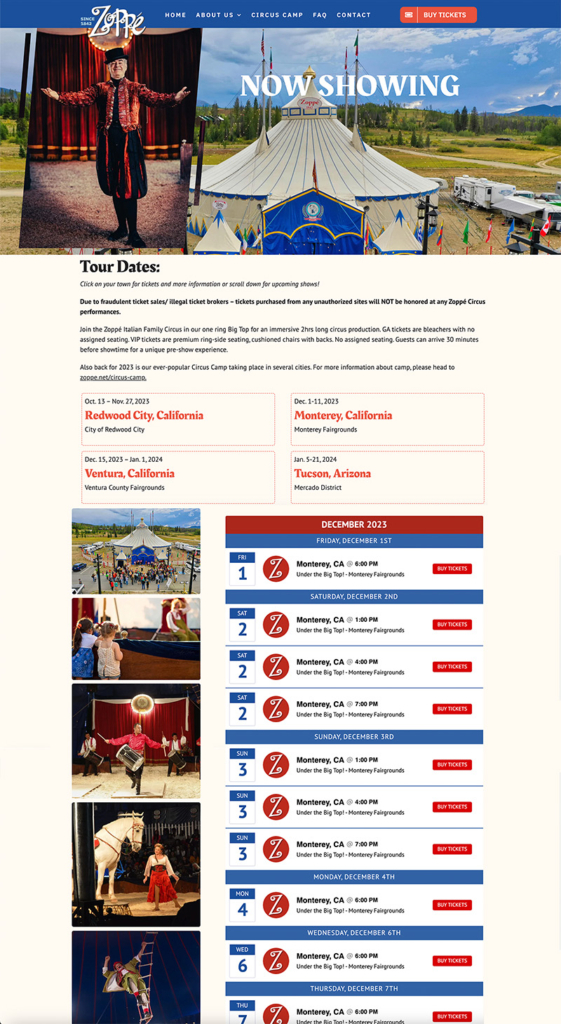 Circus Website Designs